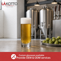 Verre à bière transparent LAKOTTO à base épaisse 340 ml, corps mince et haut, pour présentation en supermarché, verrerie de restaurant, logo personnalisé, usine
