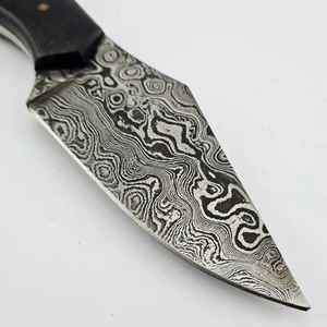 Raindrop Damascus Skinning Every Day Carry Knife con mango de micarta negro Full Tang Premium Quality Outdoor Knives - Product Image 4