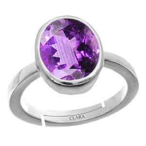 Certified Natural Amethyst Katela Gemstone <b>Rings</b> Oval Cut <b>Diamond</b> Bezel Setting for Everyday Wear Buy Now! - Product Image 1