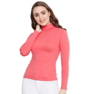 เสื้อยืดแขนยาวคอสูง,ผ้าฝ้ายบริสุทธิ์สำหรับผู้หญิง - Product Image 4