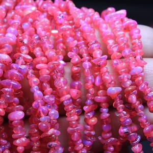 Perles de pépite lisses d'opale éthiopienne rose naturelle pour la fabrication de bijoux 3-4mm perles de pierres précieuses d'opale de feu Welo de grossiste indien - Product Image 4
