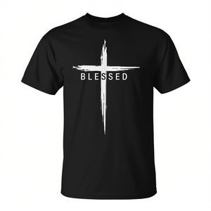 Camiseta Negra con Cruz Cristiana Bendecida - Product Image 2