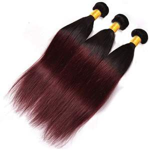 Pour faisceaux 1B couleur rouge droite 100% vierge Extension de cheveux humains Machine Double trame paquets de cheveux vierges vietnamiens - Product Image 4
