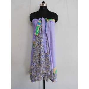 100% seda Reversible 2 capas envoltura mágica colorido bloque de mano estampado Floral Casual Sari falda cinturón Vintage Natural transpirable - Product Image 3