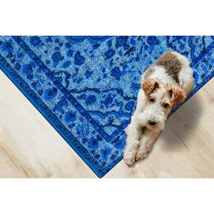 Alfombra Azul con Medallones: Estilo Étnico Turco, Alfombra Antideslizante, con Pelo Suave - Product Image 3