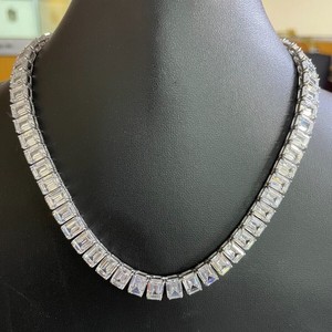 <b>Iced</b> <b>Out</b> Emerald Cut VVS Moissanite Diamond Hip Hop Luxury 925 Sterling Silver Unique Statement <b>Chain</b> For Unisex Party Wear - Product Image 1