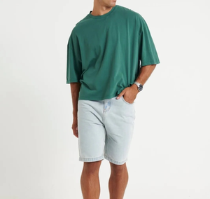 Venta al por mayor 100% algodón hombres camisetas casuales de corte holgado de gran tamaño hombro caído tejido de alta calidad de talla grande de fibra de bambú de talla grande - Product Image 4