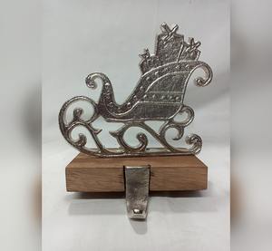 Santa-Shaped Aluminium <b>Stocking</b> Holder with Wooden Base Home <b>Christmas</b> Decoration for Hanging Holiday Clothes Accessories - Product Image 3