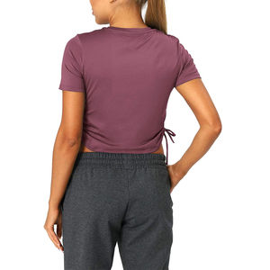100% Cotton Material <b>Lightweight</b> Quickdry Women Crop <b>Top</b> Shirt Streetwear Short <b>Sleeves</b> O-Neck Custom Made Logo Printing - Product Image 6
