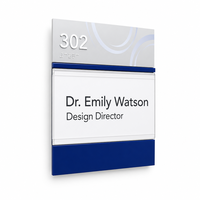 Plaque de porte de bureau en acrylique modulaire et personnalisable APPEAR avec insert en papier, signalisation ADA Braille et fenêtre pour nom