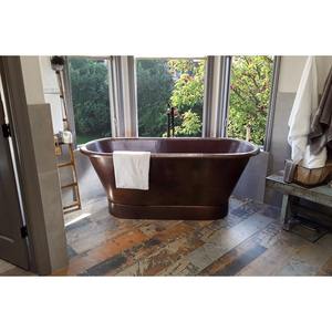 Bañera de remojo independiente ovalada de cobre martillado Bañera de cobre de remojo profunda rústica moderna - Product Image 5