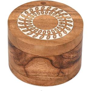 Handmade Round Acacia <b>Wood</b> Urn Funeral Cremation Multifunctional Carved Design Pet Ashes Storage <b>Tree</b> of Life Carving Ash Jar - Product Image 2