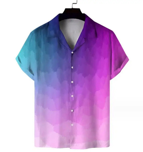 Printed Turn-down Collar Single Breasted Anti-Wrinkle Relax Fit <b>Shirt</b> for <b>Men</b> Polyester Casual Summer <b>Beach</b> Hawaiian Button Down - Product Image 1