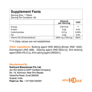 การดูแลสุขภาพเสริมวิตามิน D3เม็ด5000IU สำหรับการสนับสนุนฟันและสุขภาพกล้ามเนื้อ - Product Image 2