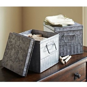 Récipient de stockage élégant en métal galvanisé avec organisateur durable de conception de style de sac pour la cuisine à la maison et les utilisations extérieures de l'Inde - Product Image 2