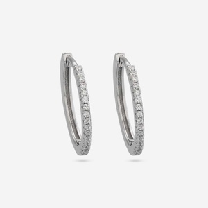Pendientes Vintage de Plata 92.5, Modelo 191501, Chapados en Oro, Estilo Aro y Colgante con Diamante, para Regalo - Product Image 4