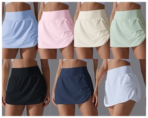 Falda de Tenis de Cintura Alta de Secado Rápido para Mujer, Falda Deportiva de Color Sólido, Transpirable, Anti-transparente, de Spandex/Nailon, que Absorbe la Humedad - Product Image 2