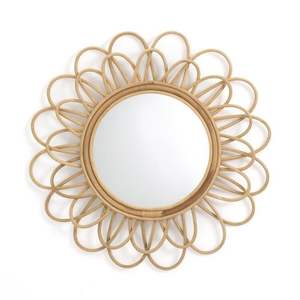 Miroir de salle de bain en osier et rotin de style ferme moderne fait à la main Nouveaux designs pour la décoration murale de la pépinière Miroir Boho Décoration murale de la pépinière - Product Image 3