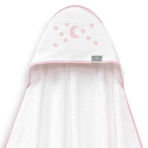 Serviette de bain en bambou 100x100 motif moderne Luna Estrellas teinte rose pour enfants, design original pour la salle de bain - Product Image 1