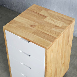 TCN68034 Natural Wood Space-Saving Mobile <b>Cabinet</b> with 4 Drawers and Wheel <b>Locking</b> Mechanism for Living Room Organization - Product Image 4