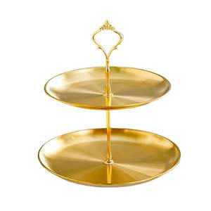 Soporte de Pastel de Metal de 2 Niveles Hecho a Mano, Soporte de Exhibición Redondo, Vajilla Chapada en Oro, Herramienta para Pastel de Boda, Cumpleaños y Fiesta - Product Image 6