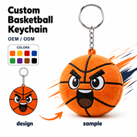 Porte-clés en peluche personnalisé OEM ODM pour le sport : basketball, football, raquette de tennis – Breloque de sac en coton doux, cadeau promotionnel, tailles personnalisées