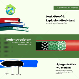 สายแก๊ส LPG ยางซิลิโคน3ชั้นยาว50เมตรได้รับการรับรอง SNI กันรั่วกันน้ำแบบพกพาเป็นมิตรกับสิ่งแวดล้อมสั่งซื้อจำนวนมาก - Product Image 5