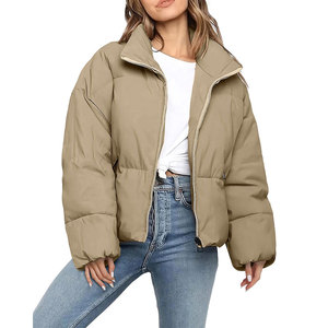 Chaquetas acolchadas de satén ligeras y cálidas personalizadas para damas de talla grande, nueva ropa informal de moda en piel de oveja estampada en blanco - Product Image 1