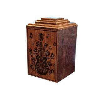 Urna de cremación de madera para guitarra, urna funeraria para amantes de la música con personalización de notas musicales con grabado en varios colores - Product Image 5