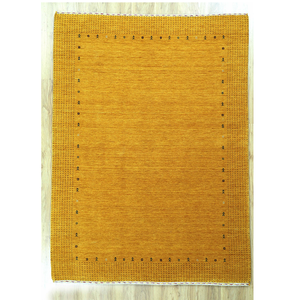 Alfombra Gabbeh de Lana Amarilla con Borde de Puntos, Estilo Bohemio, Alfombra para Sala de Estar, Decoración Acogedora para el Hogar - Product Image 2