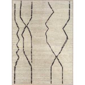 Alfombra de lana color marfil Manifest, anudada a mano, estilo afgano, con patrón de rombos rectangulares, para la entrada de adolescentes, 9x12, estilo abstracto rectangular - Re-2062 - Product Image 1