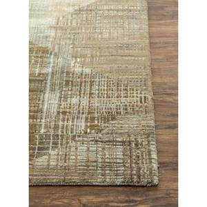 Alfombra Kavi Gris y Negra con Patrón Geométrico, Tejida a Mano con Lana y Seda de Bambú para Uso Doméstico-Srb(731) - Product Image 3