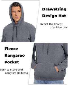 2025 Unisex sólido Sudadera con capucha pulóver sudadera algodón polar bordado bolsillo único Streetwear estilo moda invierno capa - Product Image 2