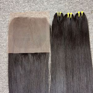Paquete de cabello humano virgen recto de hueso negro de alta calidad WEFT, cabello crudo de longitud larga para encaje suizo, rizo Jerry de un donante para mujer - Product Image 2