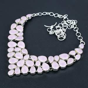 925 argent Sterling rose Rose Quartz fait à la main collier religieux chrétien bijoux lien chaîne à la main pour les mariages anniversaire - Product Image 3
