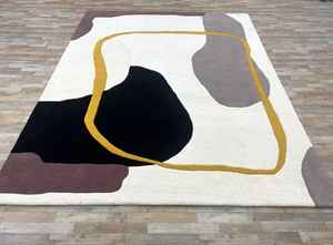 Tapis en laine moderne tufté à la main taille personnalisable motif abstrait tapis lavable à la main pour la maison hôtels restaurants pique-niques - Product Image 2