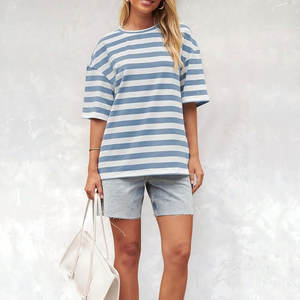 MOQ bajo, camisetas de manga corta para mujer, buena calidad, ropa de verano en blanco liso con cuello redondo, camiseta para mujer a la venta, servicio OEM personalizado - Product Image 2