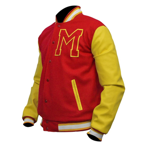 แจ็กเก็ตเบสบอลแขนเสื้อหนังแกะไม่มีลายออกแบบได้ตามต้องการ - Product Image 2