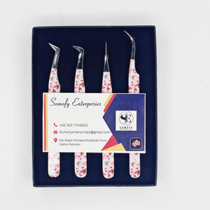 Ensemble de pinces à cils professionnelles de haute qualité en acier inoxydable, best-seller, durable, écologique, imprimé de fleurs, logo personnalisé - Product Image 6