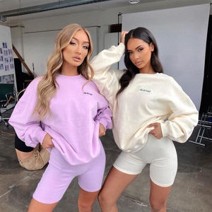 Sweat-shirt personnalisé à col ras du cou pour femmes, sweat-shirt oversize en coton biologique de haute qualité, vêtements de boutique pour femmes en gros - Product Image 5