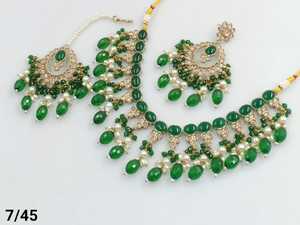 DERNIÈRE ANTIQUE MOTIPEARL & DROP COLLIER FANTAISIE À LA MODE PLAQUÉ OR AVEC ENSEMBLE DE BOUCLES D'OREILLES MANGTIKKA ET ENSEMBLE DE BIJOUX FEMMES - Product Image 4