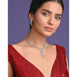 NOVAMART Fine Buy Premium 925 <b>Sterling</b> <b>Silver</b> <b>Necklace</b> Sets for Women Marquise Cut Diamond and Zircon with <b>Pearl</b> Parties Wedding - Product Image 4