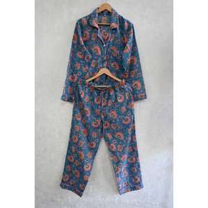 Conjunto de Pijama de Verano de Algodón para Mujer, Suave, Floral, Transpirable, de Secado Rápido, Ropa de Dormir Íntima - Product Image 1