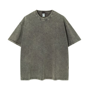 2024 gros Hip Hop 220 Gsm coton t-shirt lavé à l'acide pour hommes 100% coton T-shirt pour hommes coupe ample imprimé - Product Image 2