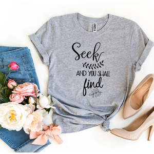 Camiseta para Mujer 'Seek You Shall Find', Transpirable, Talla XL, Top Corto Sexy, Corte Holgado con Decoración de Rayas con Letras, Estilo Delgado - Product Image 1