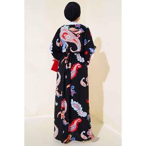 V Neck <b>Elastic</b> Waist Dress Black - Product Image 2