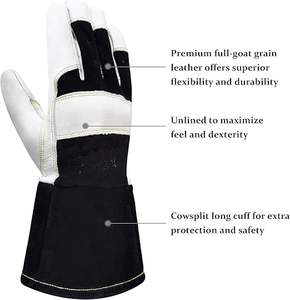 ถุงมือเชื่อมมืออาชีพที่มีเครื่องหนังที่ทนทานและป้องกันความร้อนเหมาะสำหรับงานเชื่อมและสั่งผลิตฉลากส่วนตัว - Product Image 2