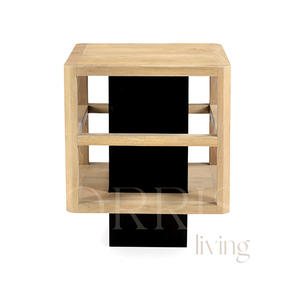 Contemporary <b>Smart</b> Wooden Side Table Bold Square Frame Solid Black Core Strong Artisan Craftsmanship Modern Bedroom <b>Nightstand</b> - Product Image 6