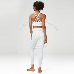 Ropa deportiva con logotipo personalizado para mujer, ropa de entrenamiento físico de cintura alta, conjuntos de Yoga de dos piezas, conjunto de sujetador y mallas para Yoga - Product Image 3
