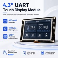 Layar LCD IPS TFT Proculus 4.3 Inci Resolusi 800x480 Modul Layar Sentuh Serial UART TTL - Kecerahan Tinggi 1000nits untuk HMI